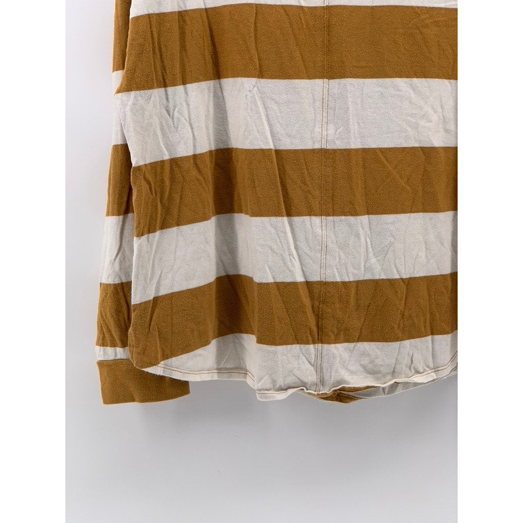 MADEWELL Women's Tan-White Striped Oversized Top SZ M