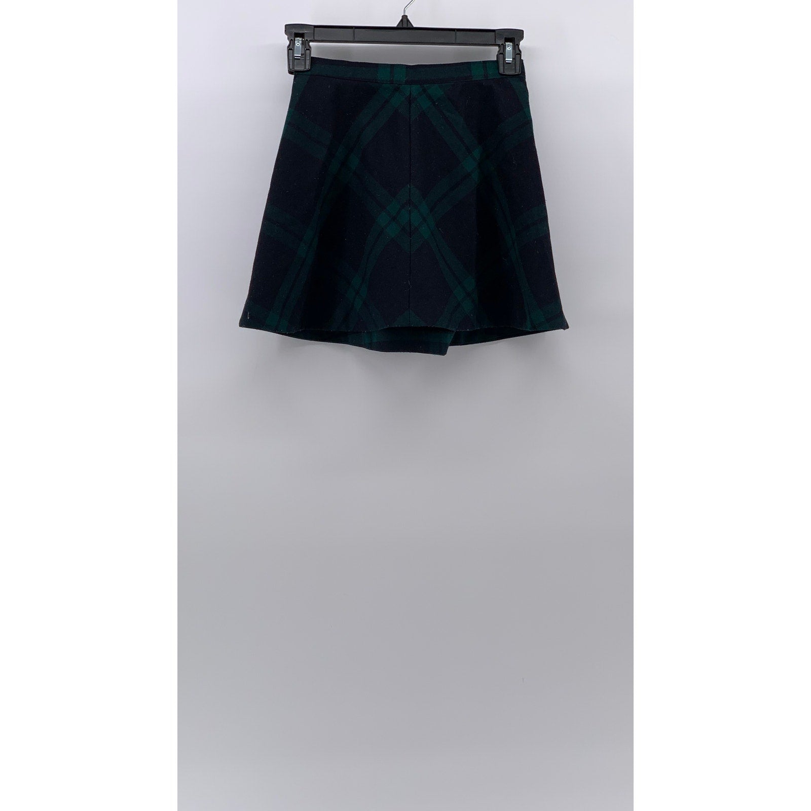 SILENCE & NOISE Women's Black-Green Plaid Pleated A-Line Mini Skirt SZ XS