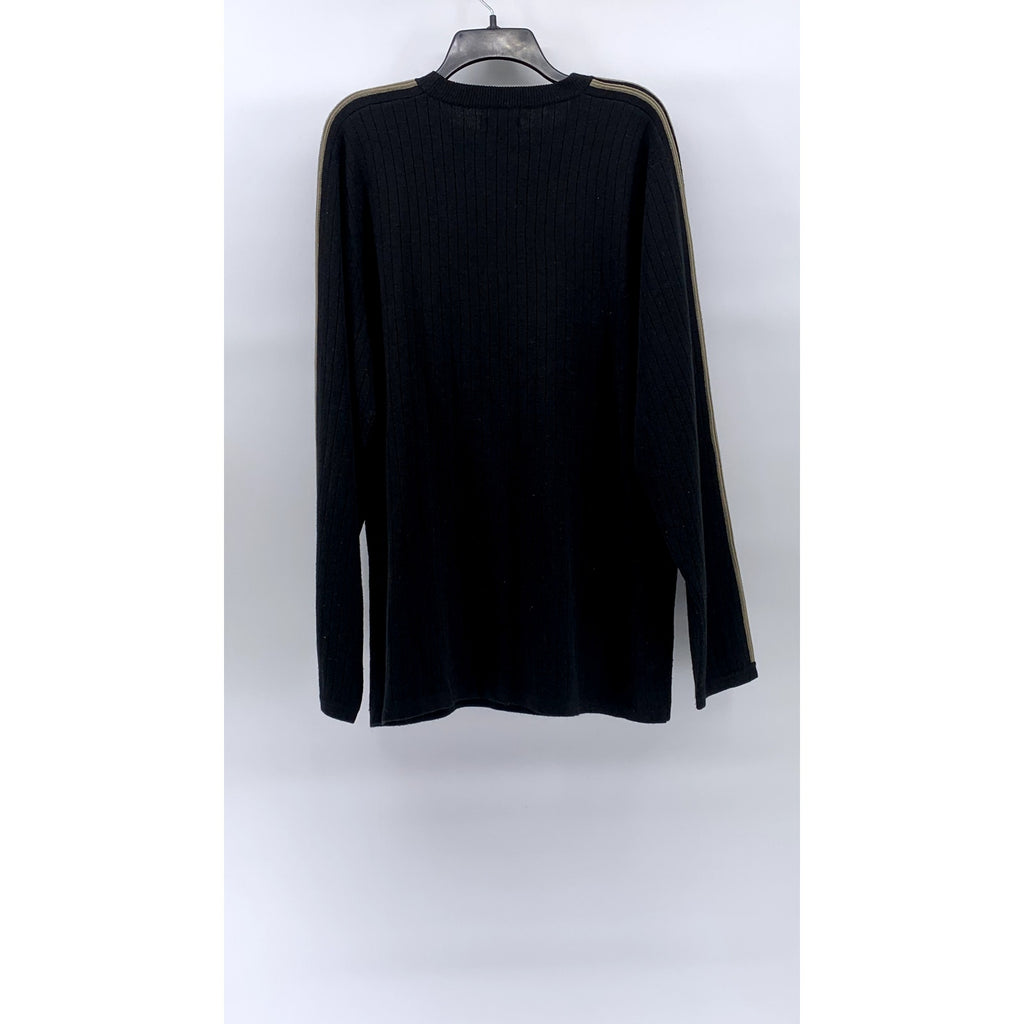 UNION BAY Men's Black-Tan Crewneck Striped Long Sleeve Knit Sweater SZ XL