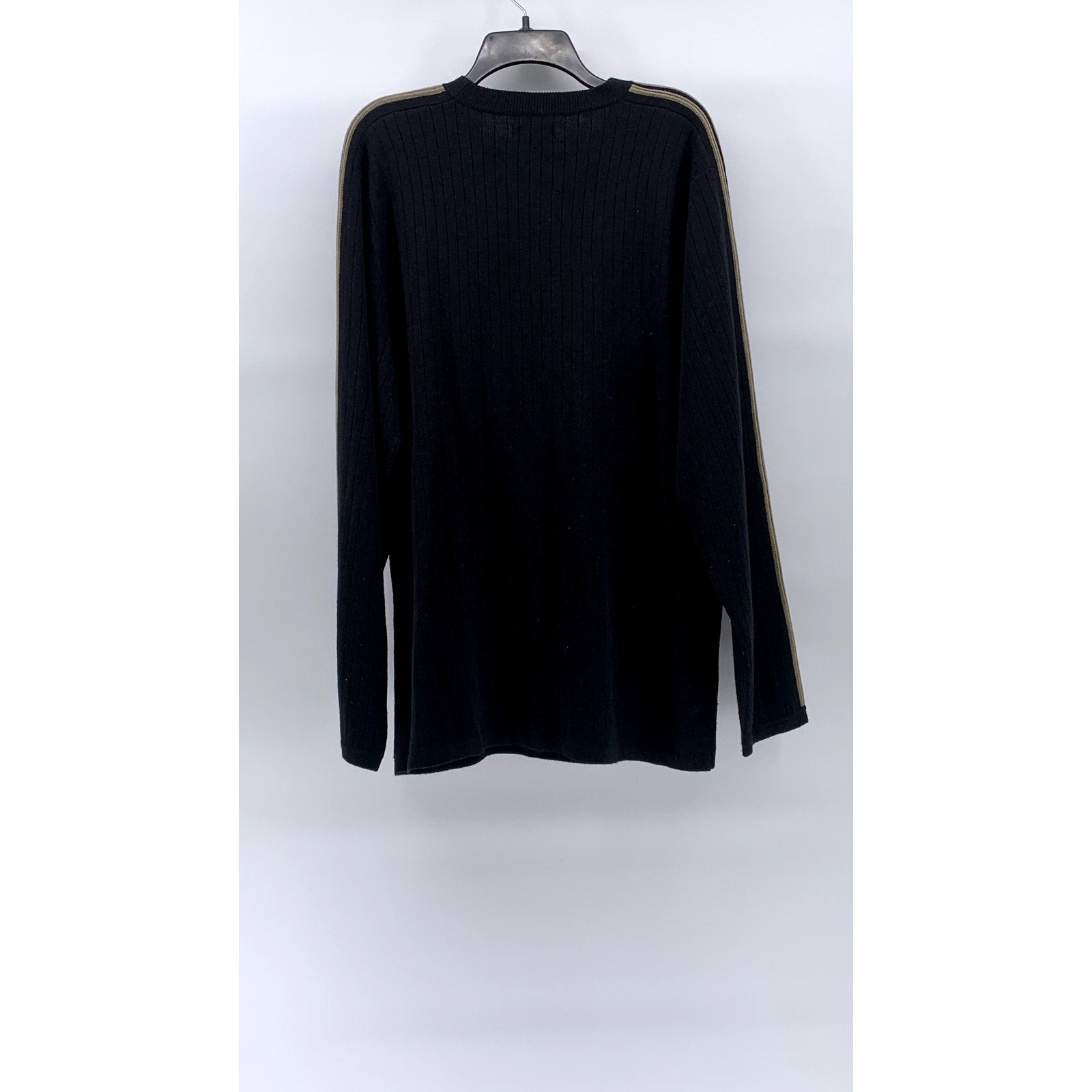 UNION BAY Men's Black-Tan Crewneck Striped Long Sleeve Knit Sweater SZ XL