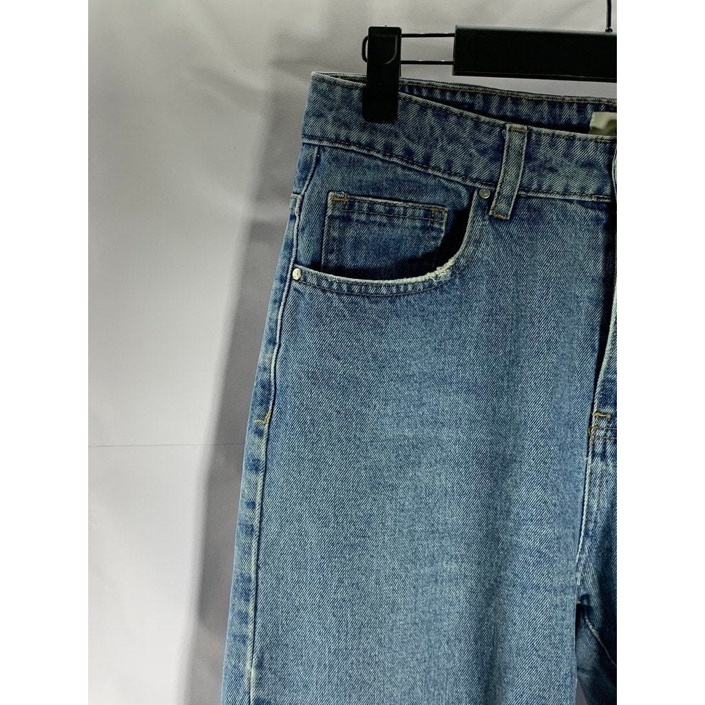 COTTON ON Women's Blue Denim Tapered-Leg High-Ris Distressed Mom Jean SZ 6