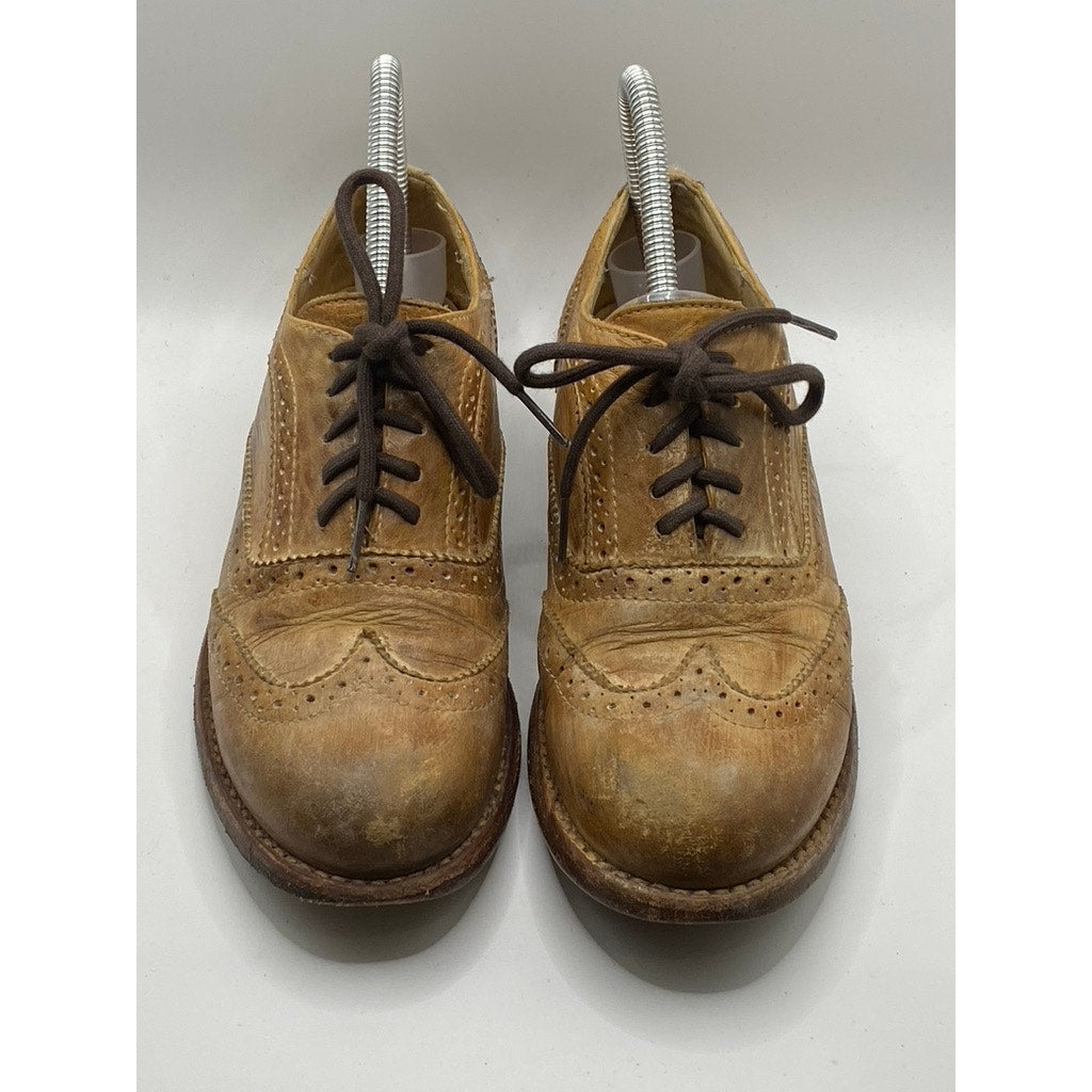 BED|STU Women’s Tan Leather Lita Wingtip Lace-Up Oxford Shoes SZ 7