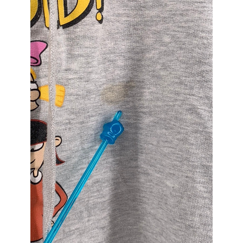 NICKELODEON Kids' Gray Graphic Hey Arnold! Pullover Hoodie SZ XL