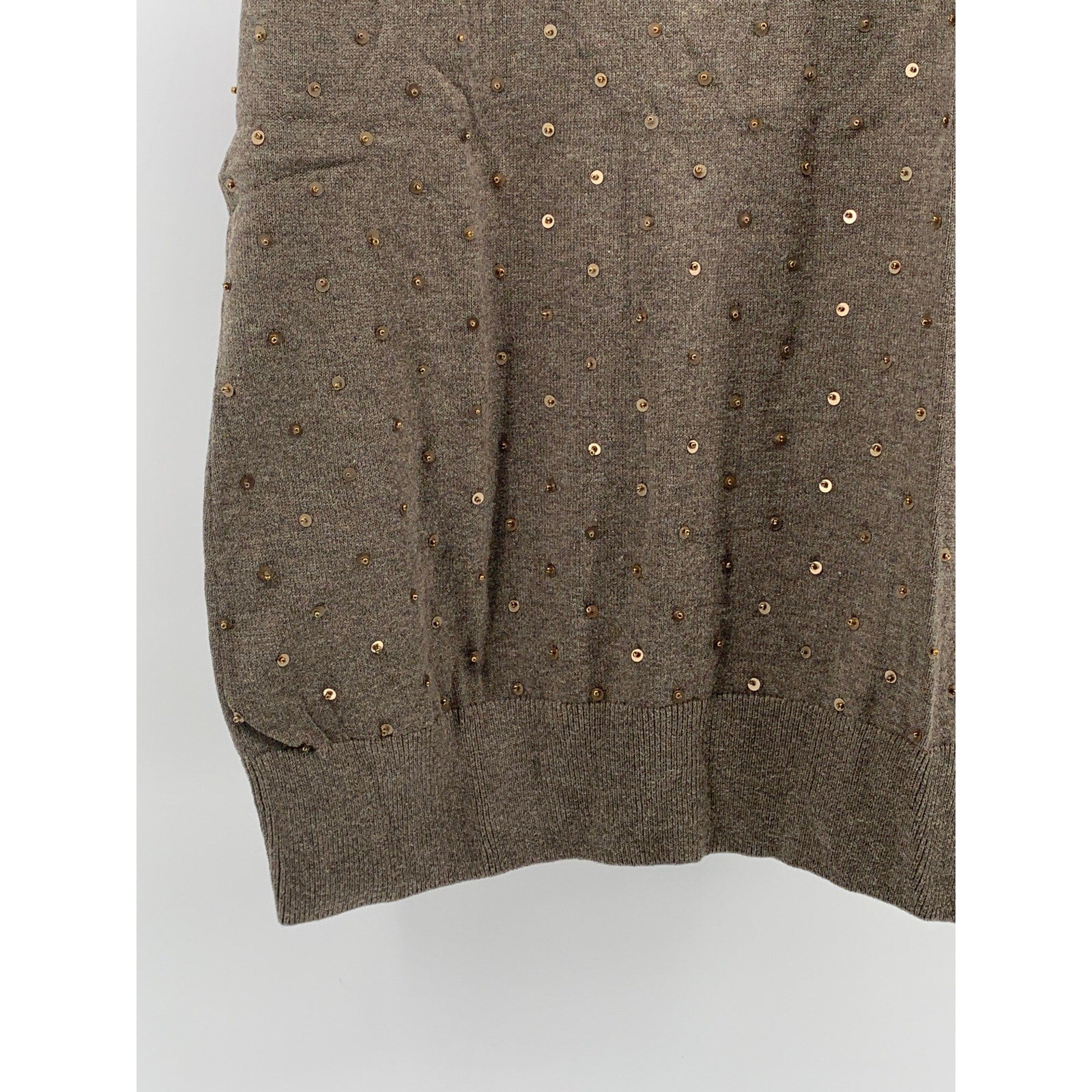 BANANA REPUBLIC Women’s Brown Knit Scoop-Neck Sequin Embellished Tank Top SZ M