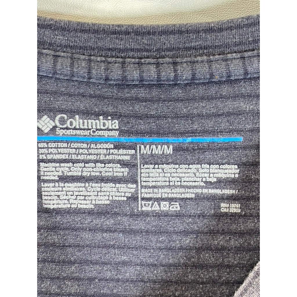 COLUMBIA Sportswear Men's Gray Striped Crewneck Short Sleeve T-Shirt SZ M