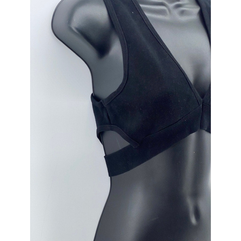 FOREVER 21 Women's Black Cutout Sleeveless V-Neck Cropped Top SZ M