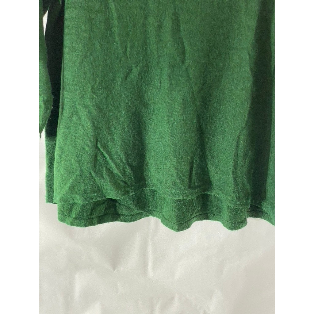 UNBRANDED Women’s Dark Green Tencell-Merino Wool Turtleneck Pullover Sweater SZM