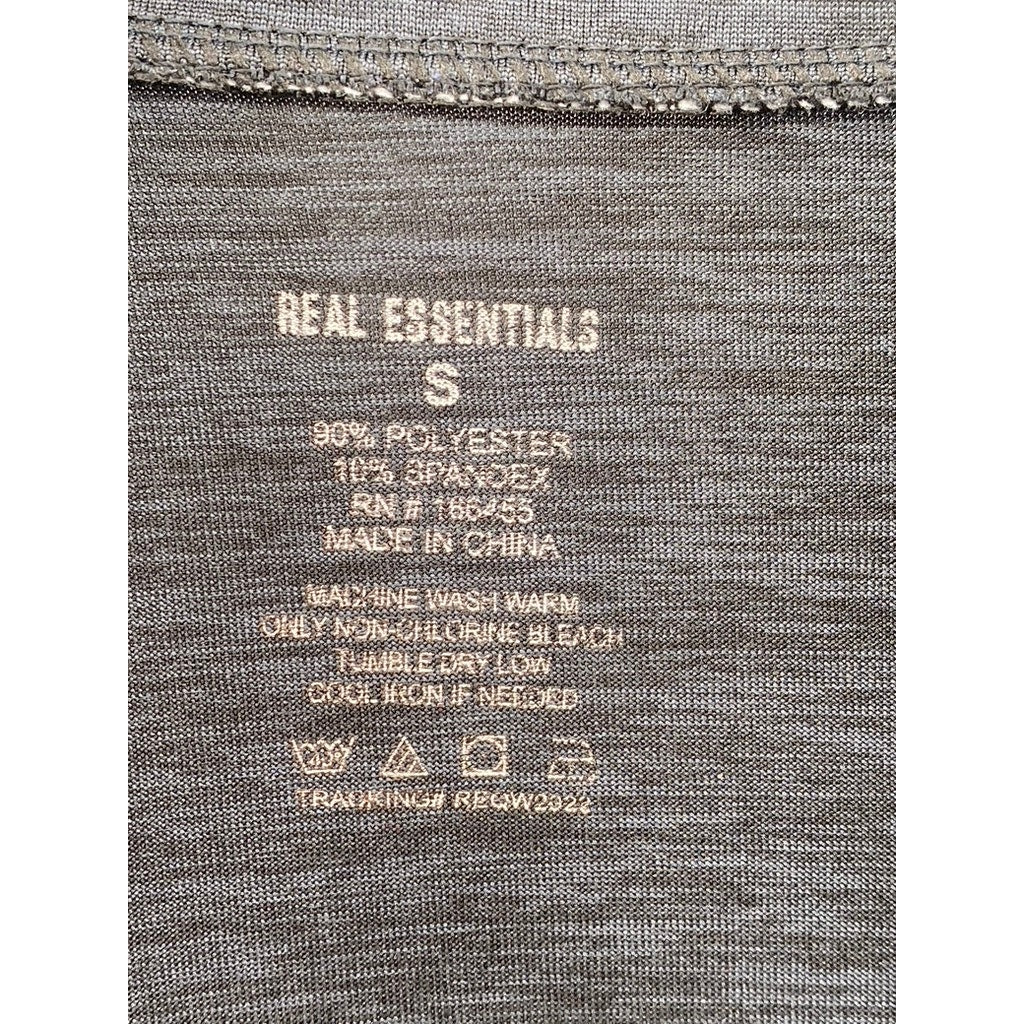 REAL ESSENTIALS Men's Charcoal Half-Zip Long Sleeve Active Shirt SZ S