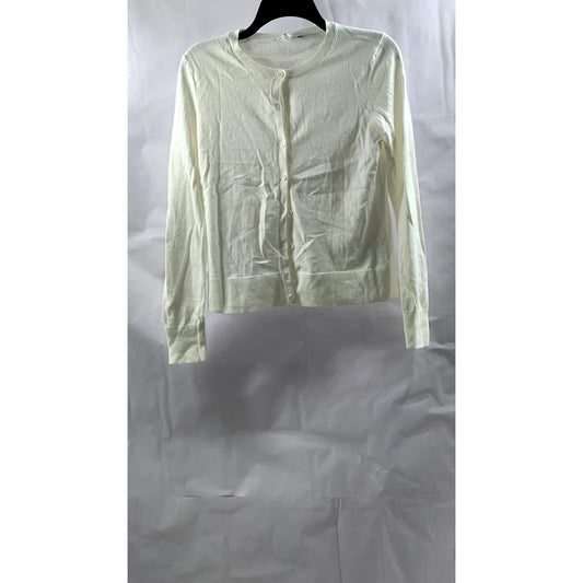 GAP Women's Cream Crewneck Button-Up Long Sleeve Cardigan SZ S