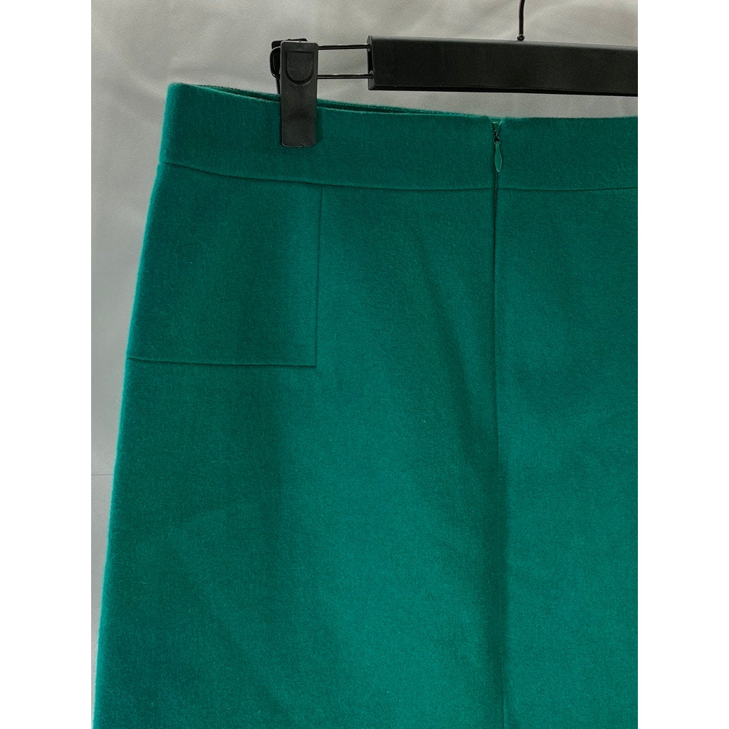 J.CREW Women's Green Wool-Blend Mini Pencil Skirt SZ 8