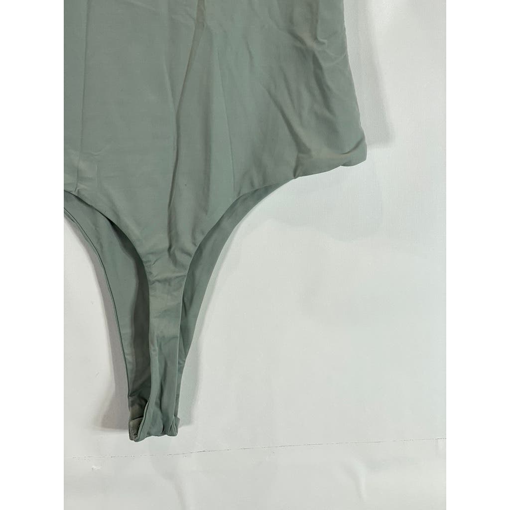 MESHKI Women's Pastel Sage Green Scoop Neck Sleeveless Bodysuit SZ S