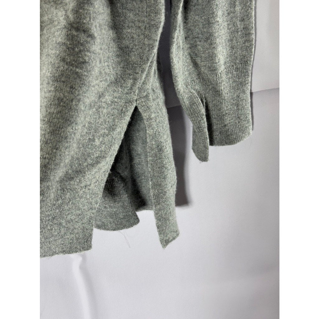 J. CREW Factory Gray Heather Women's Wool Blend V-Neck Tunic Hi-Lo Sweater SZ S