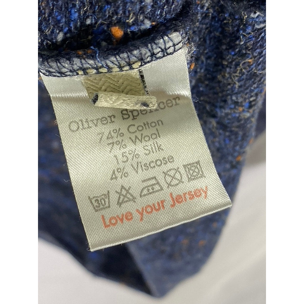 OLIVER SPENER Men's Dark Blue Cotton-Blend Crewneck Long Sleeve Sweater SZ L