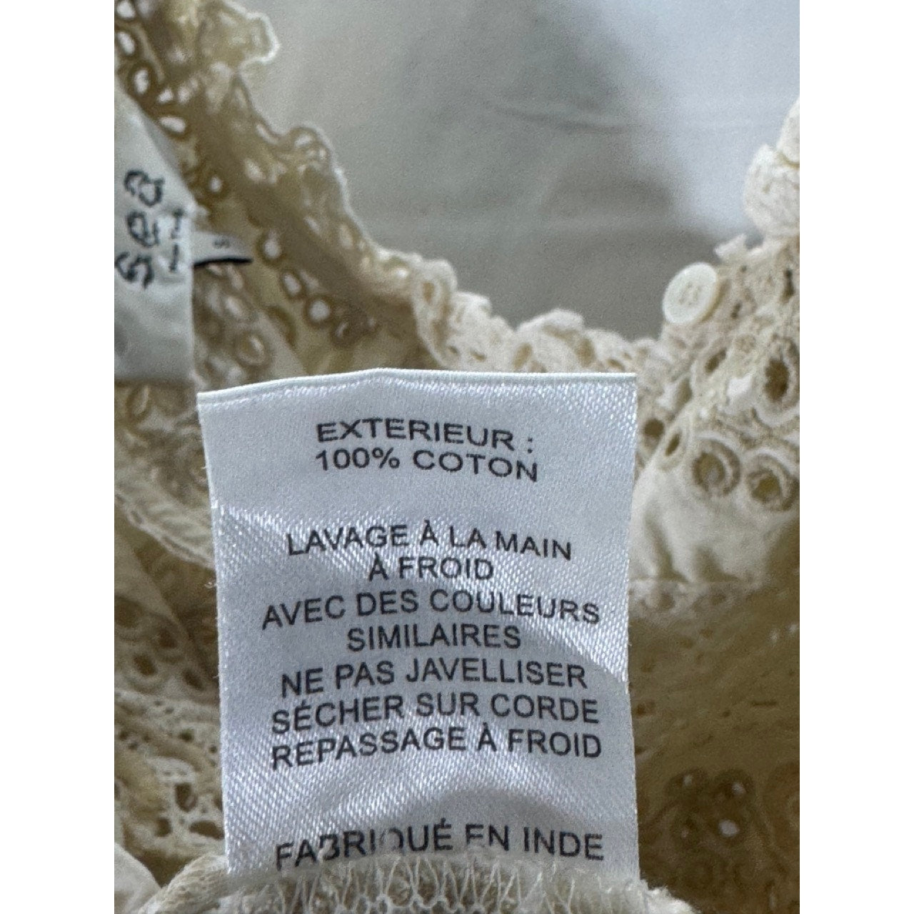 SEA NEW YORK Women's Beige/Cream Evie Eyelet Lace Flutter Short Sleeve Top SZ S