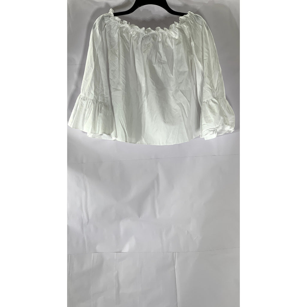 ATMOSPHERE Women’s White Off-The-Shoulder Long Sleeve Ruffle Top SZ 6