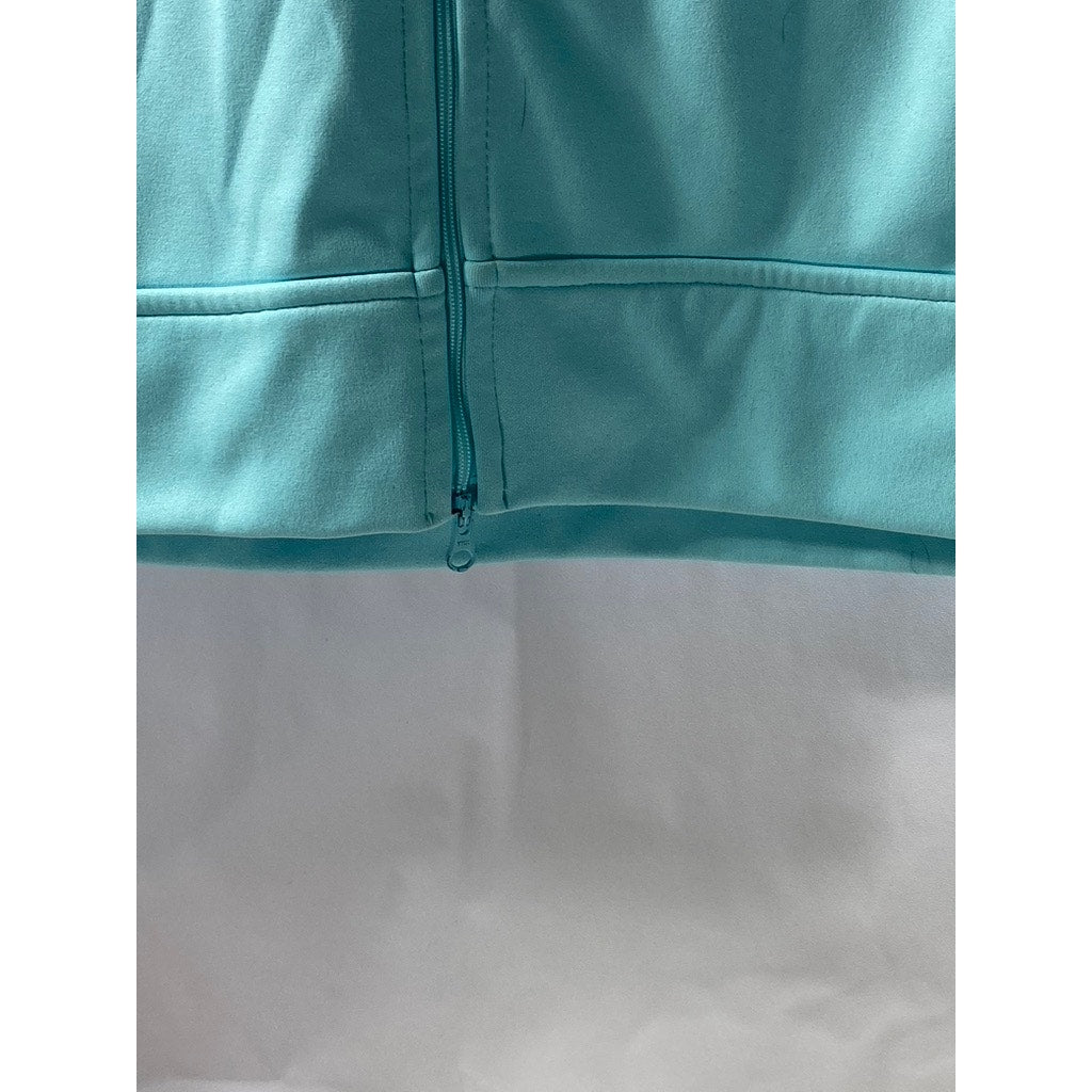 NIKE Women's Aqua Blue Anime Graphic Dri-Fit Mock-Collar Zip-Up Golf Sweater SZM