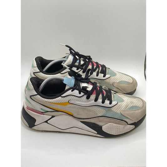 PUMA Men's White Mesh Suede RS-X Round-Toe Lace-Up Athletic Sneakers SZ 10.5