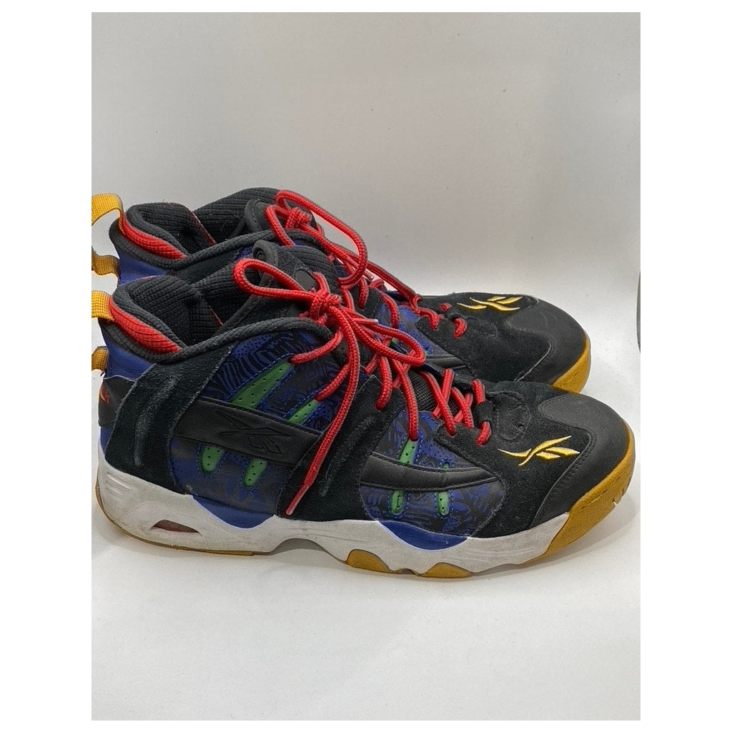 REEBOK Men's Royal Black Green Rail Mid Lace-Up Basketball Sneakers SZ 10.5