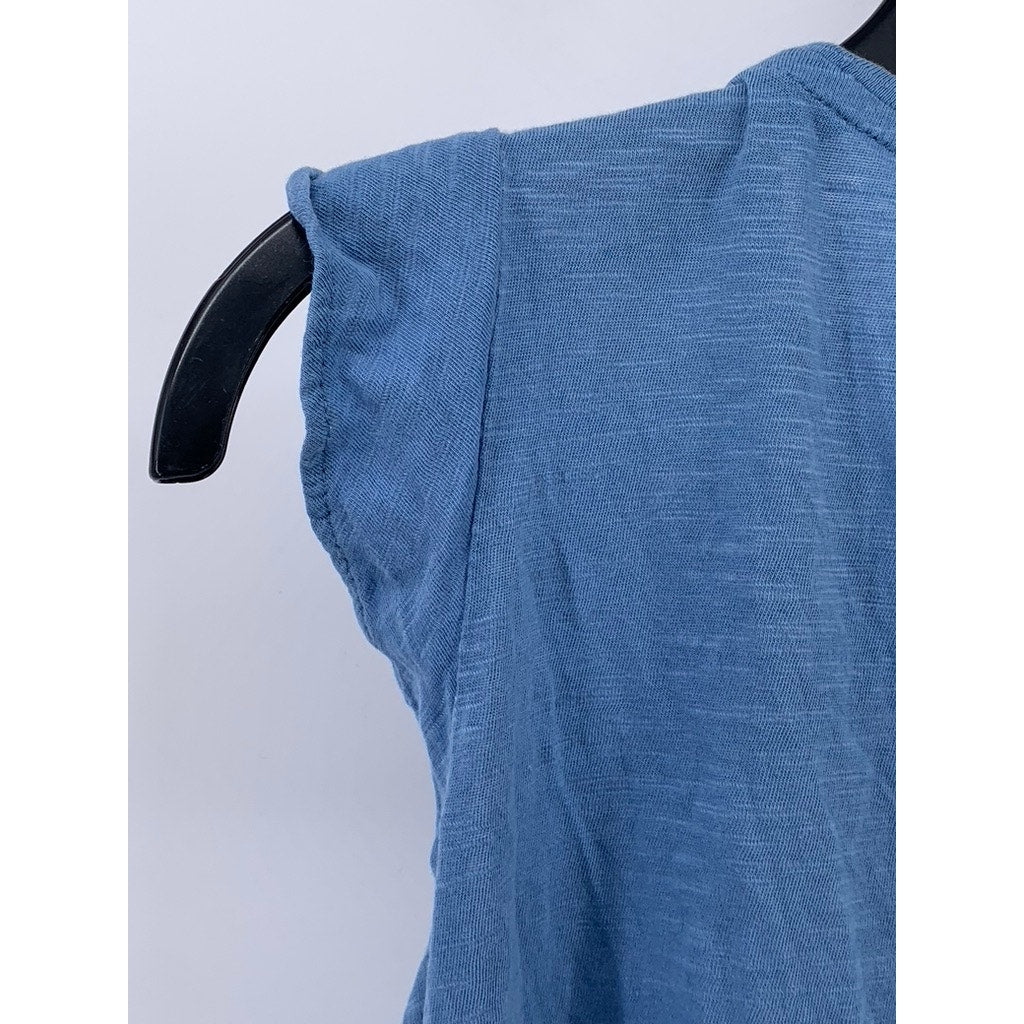 LOFT OUTLET Women's Petite Blue Eyelet Floral Scoop-Neck Short Sleeve Top SZ SP
