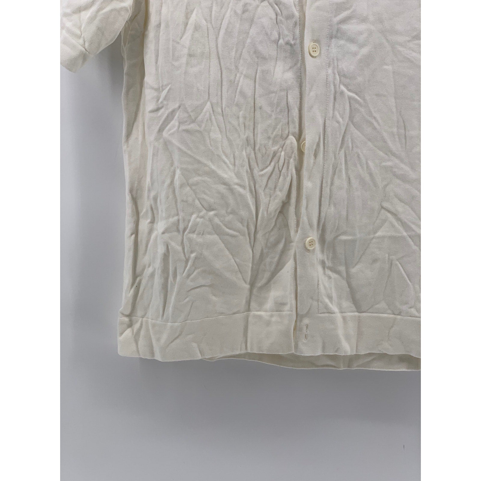 ZARA Men's White-Navy Bai Di Paraggi Embroidered Button-Up Polo Shirt SZ M