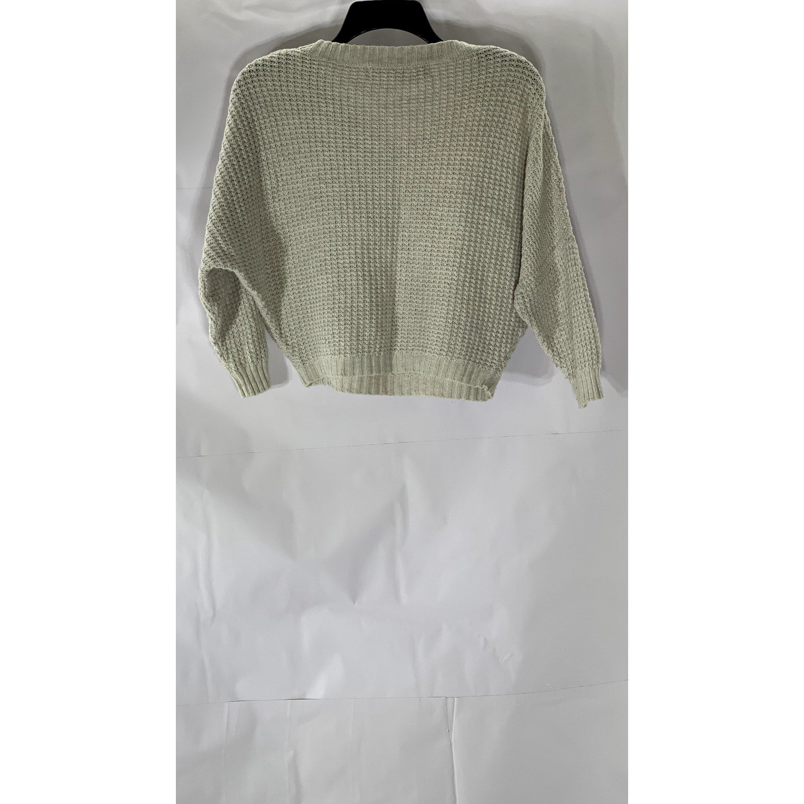 ZARA KNIT Women's Beige Crewneck Knit Dropped-Sleeves Sweater SZ M