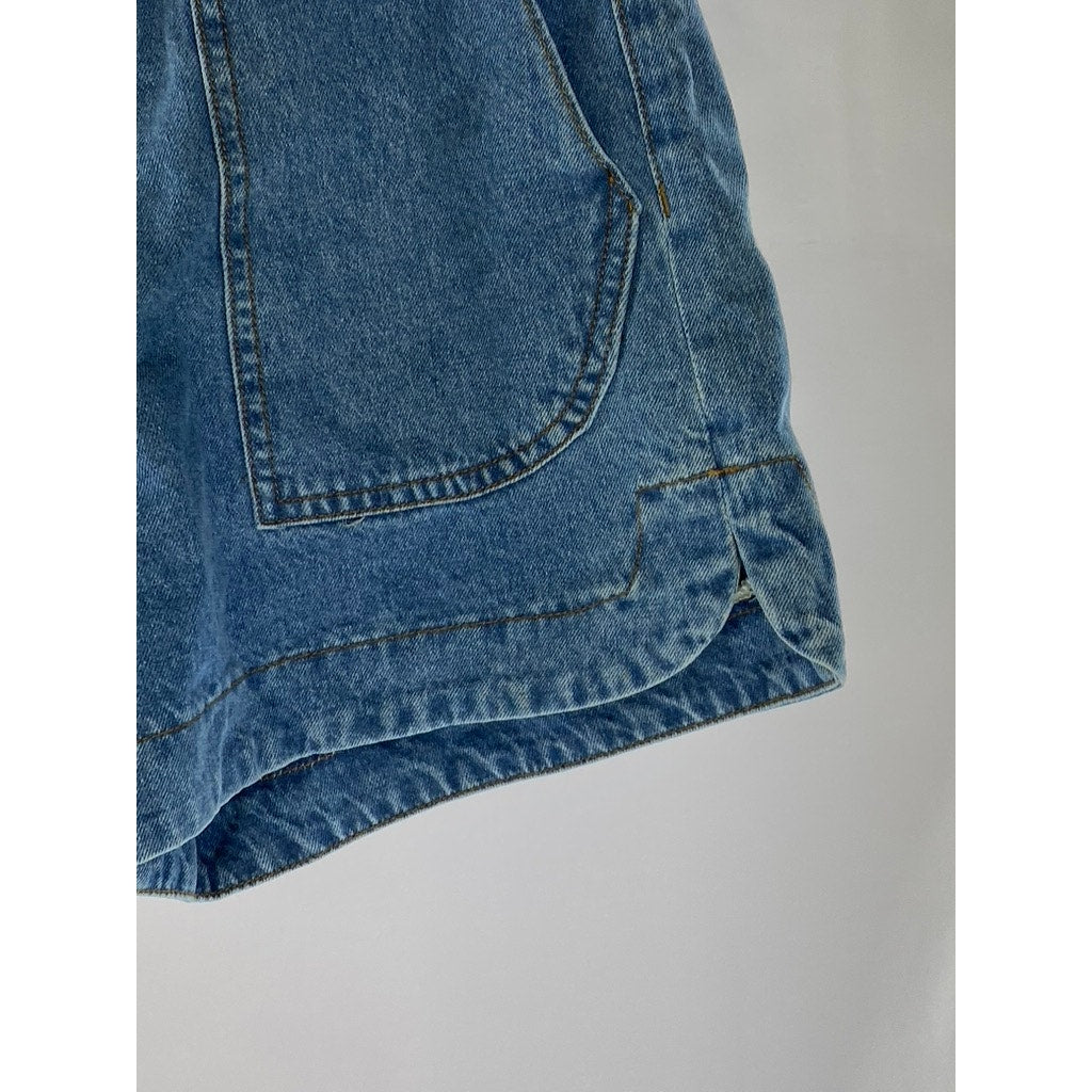 FRNCH Women's Blue Denim Tiffany Round-Hem Large Pocket Shorts SZ XS