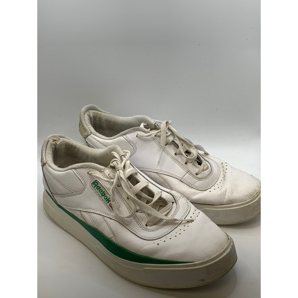 REEBOK Men's White-Green Court Lace-Up Sneakers SZ 10.5