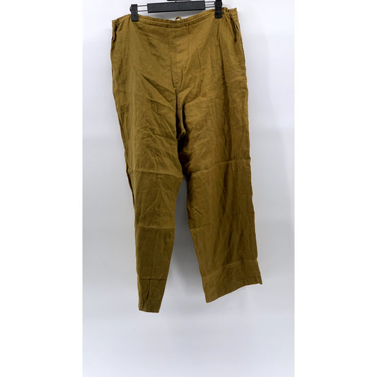 ANN TAYLOR Women’s Tan Linen Button-Front Drawstring Pull-On Pants SZ 8