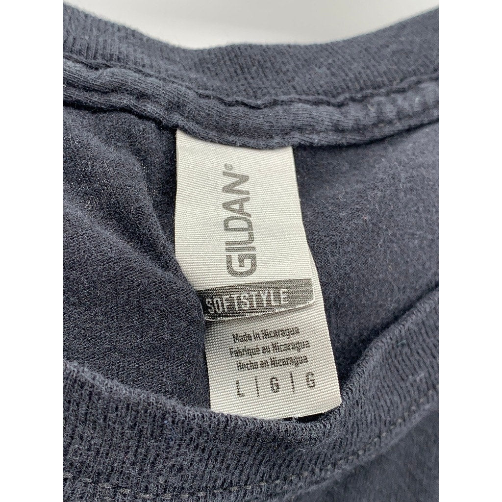 GILDAN Men's Black Skeleton Flame Hand Crewneck Short Sleeve T-Shirt SZ L