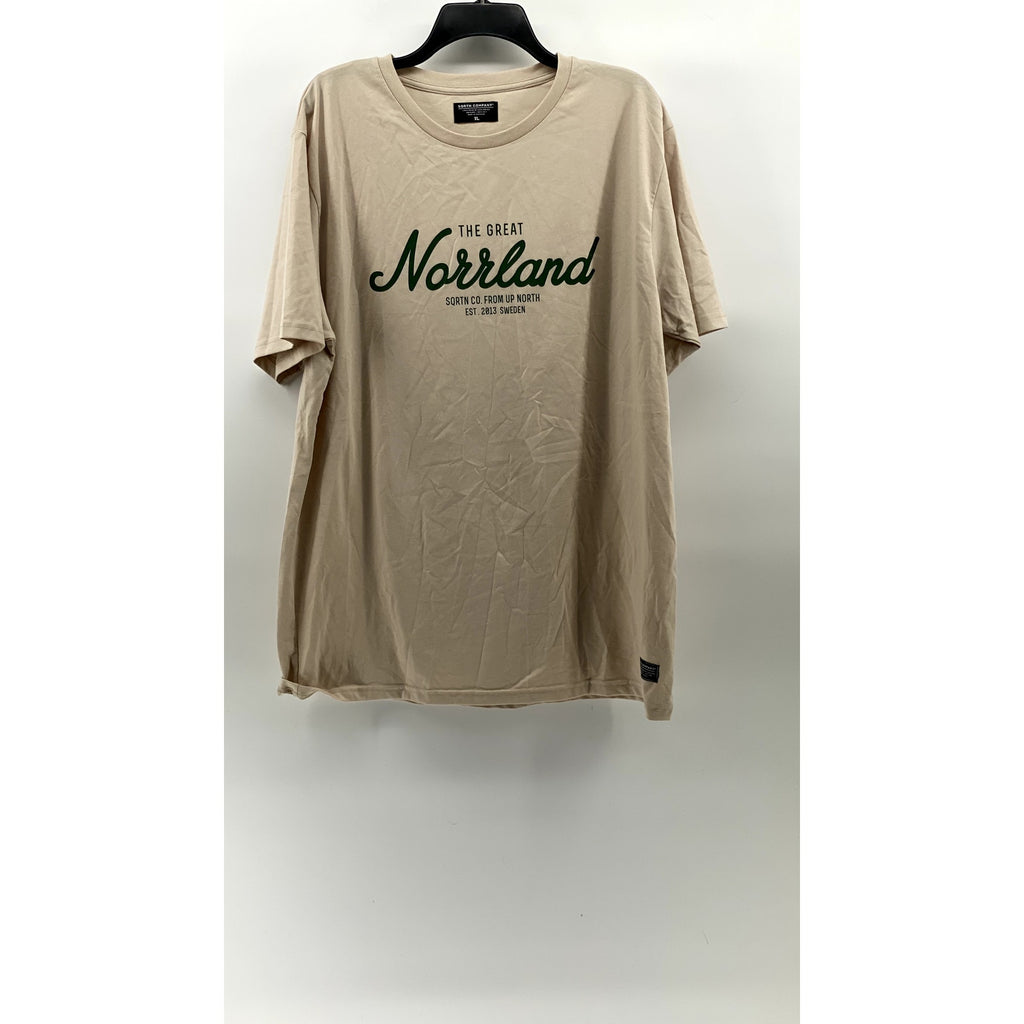 SQRTN COMPANY Unisex Beige-Green Crewneck Logo Short Sleeve T-Shirt SZ XL