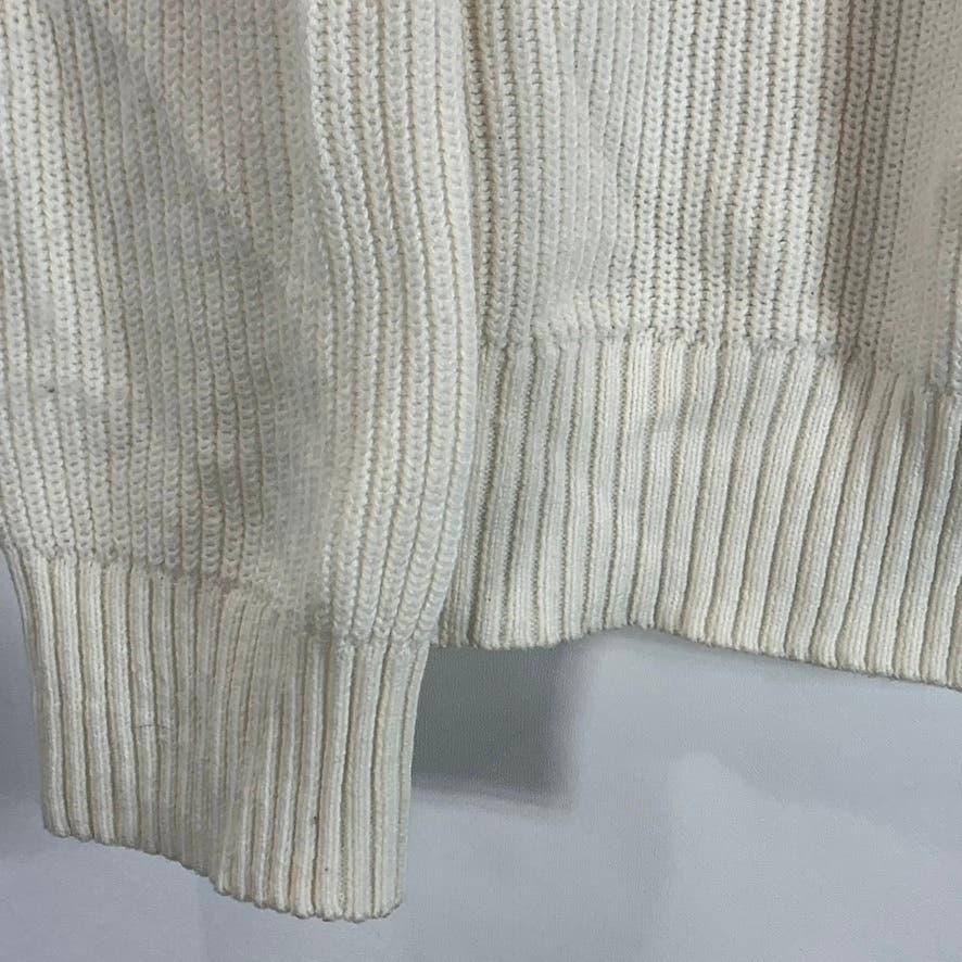 JACK & JONES Men's Cream Navy Colorblock Knit Ribbed Crew Neck Sweater SZ XL