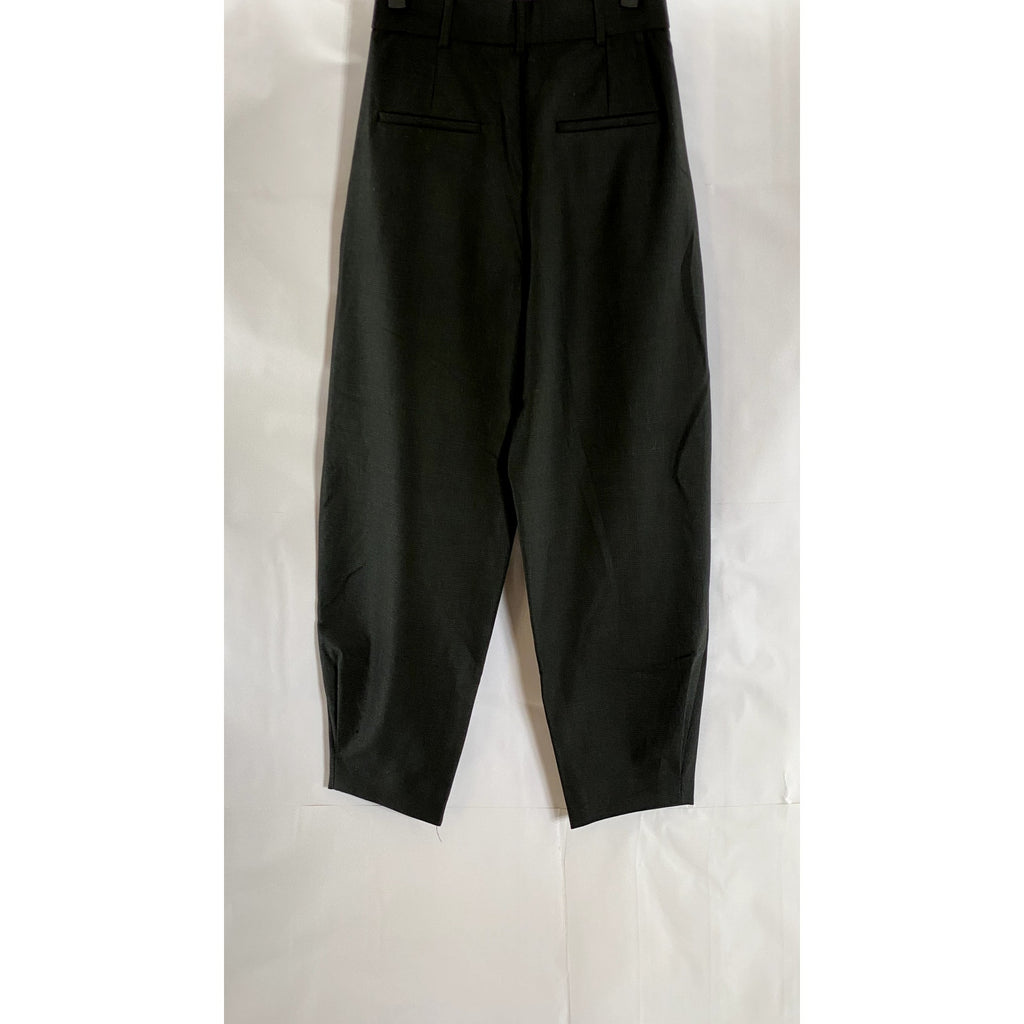 ZARA Women's Black Checkered Tapered Pleated Trousers SZ XS