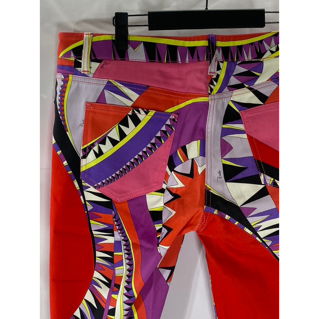 EMILIO PUCCI Women's Pink-Multicolor Printed Bermuda Shorts SZ 14