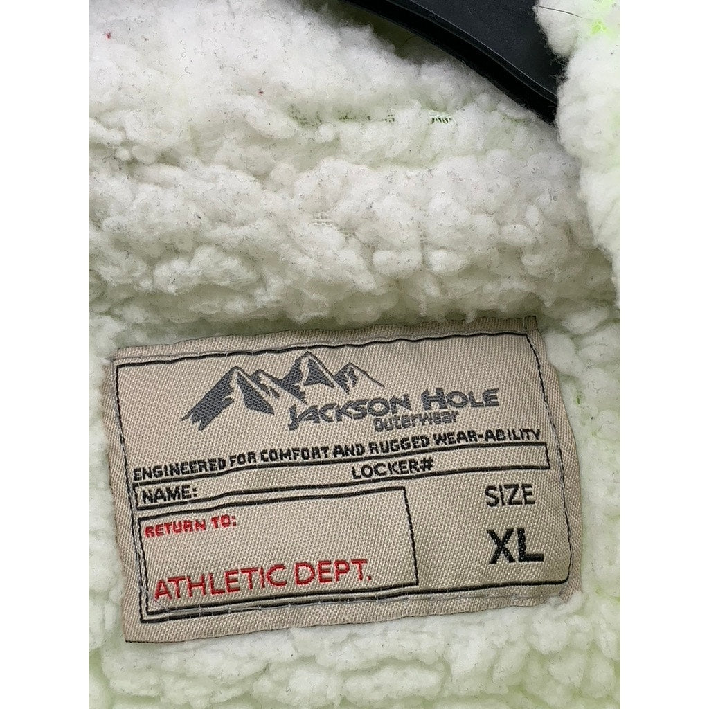 JACKSON HOLE Men's Neon Green Sherpa Fleece Zip-Up Hooded Sweater SZ XL