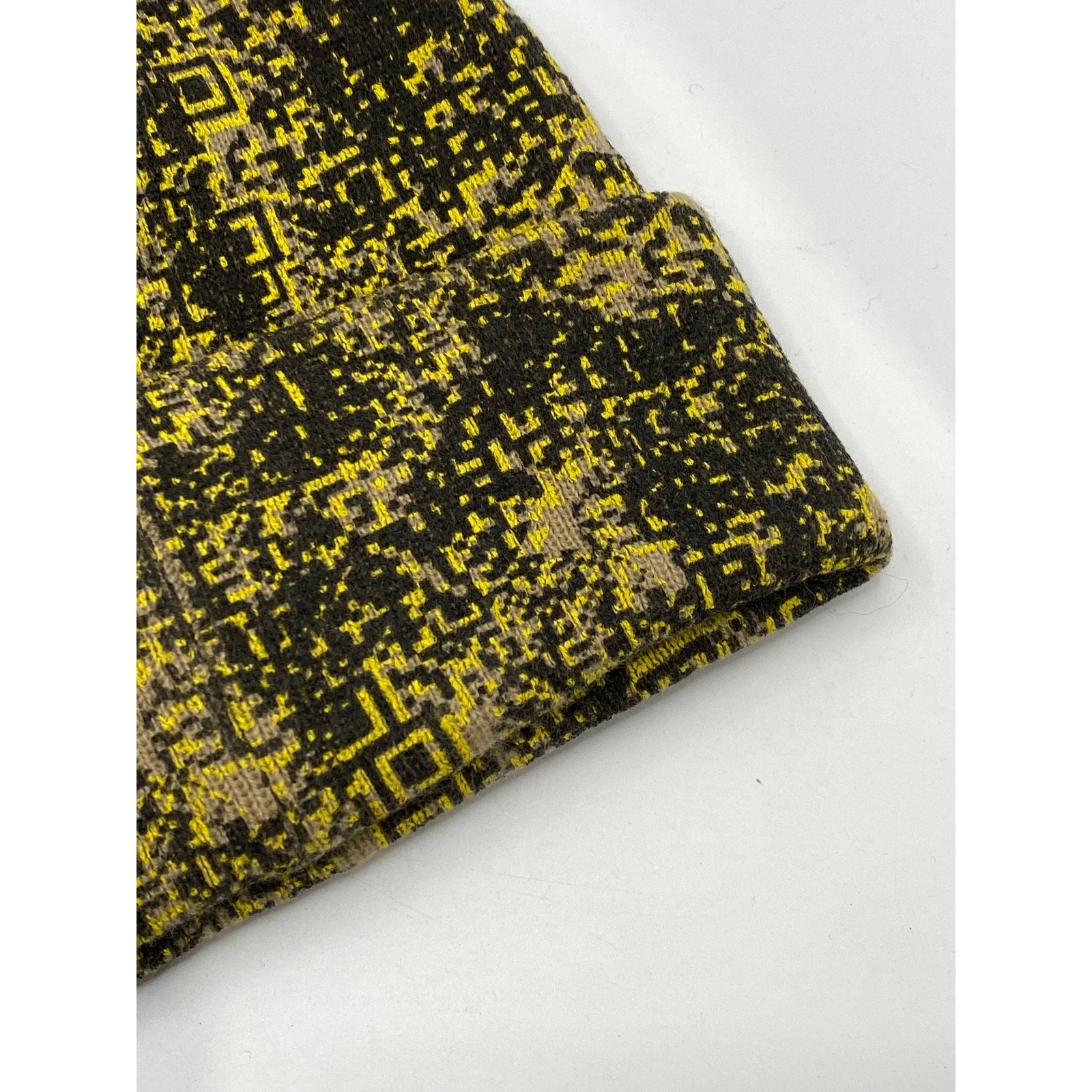 LQQK STUDIO Men's Black-Yellow Digi Camo QR Cuffed Fleece Line Beanie SZ OS