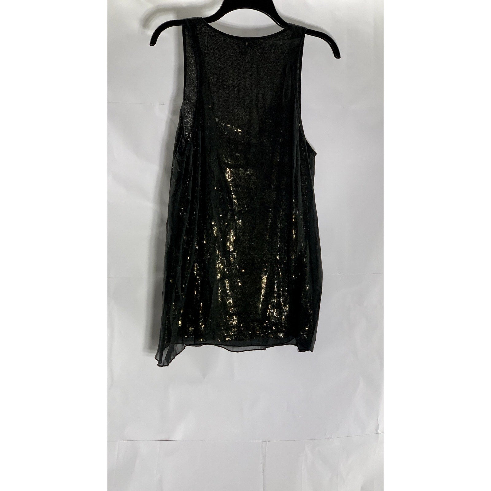 JOIE Women's Black Deep Scoop-Neck Sequin Embellished Sheer Layered Tank Top SZM