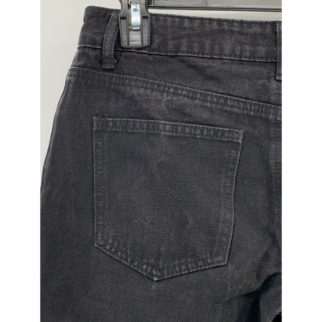 EDIKTED Women's Black Denim Frayed Wide-Leg High-Rise Five-Pocket Jeans SZ S