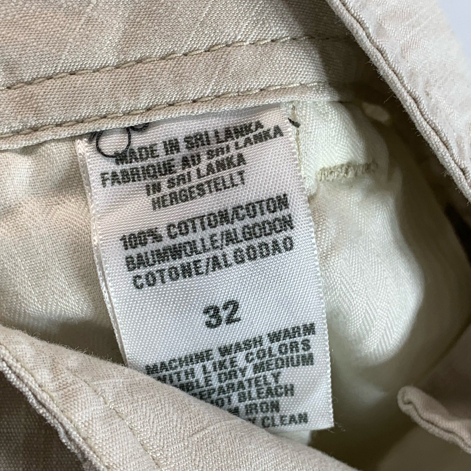 LUCKY BRAND BY GENE MONTESANO Men's Beige Regular-Fit Chino Shorts SZ 32