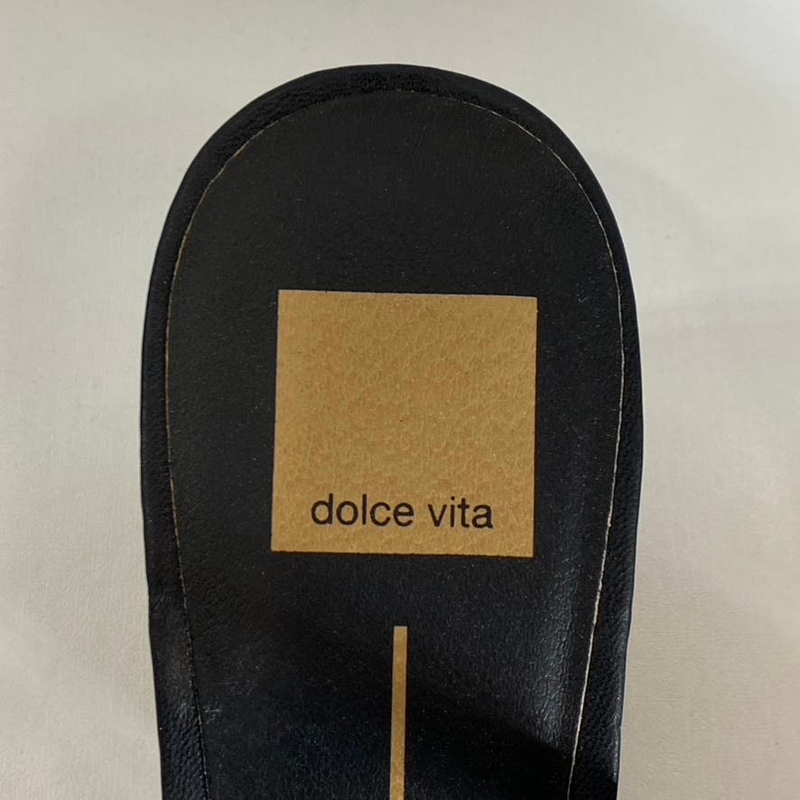 DOLCE VITA Women's Black Stella Netra Square-Toe Slip-On Block-Heel Sandal SZ9.5