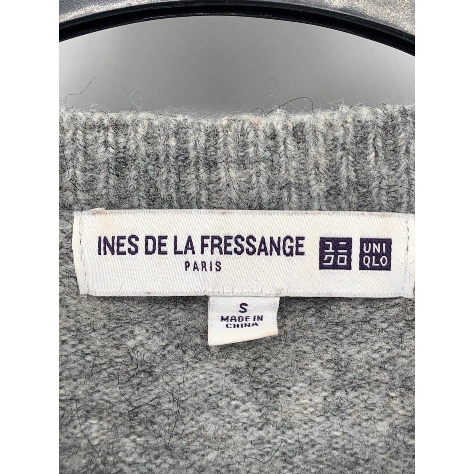 UNIQLO Ines De La Fressange Women's Gray-Yellow Argyle Button-Up Cardigan SZ S