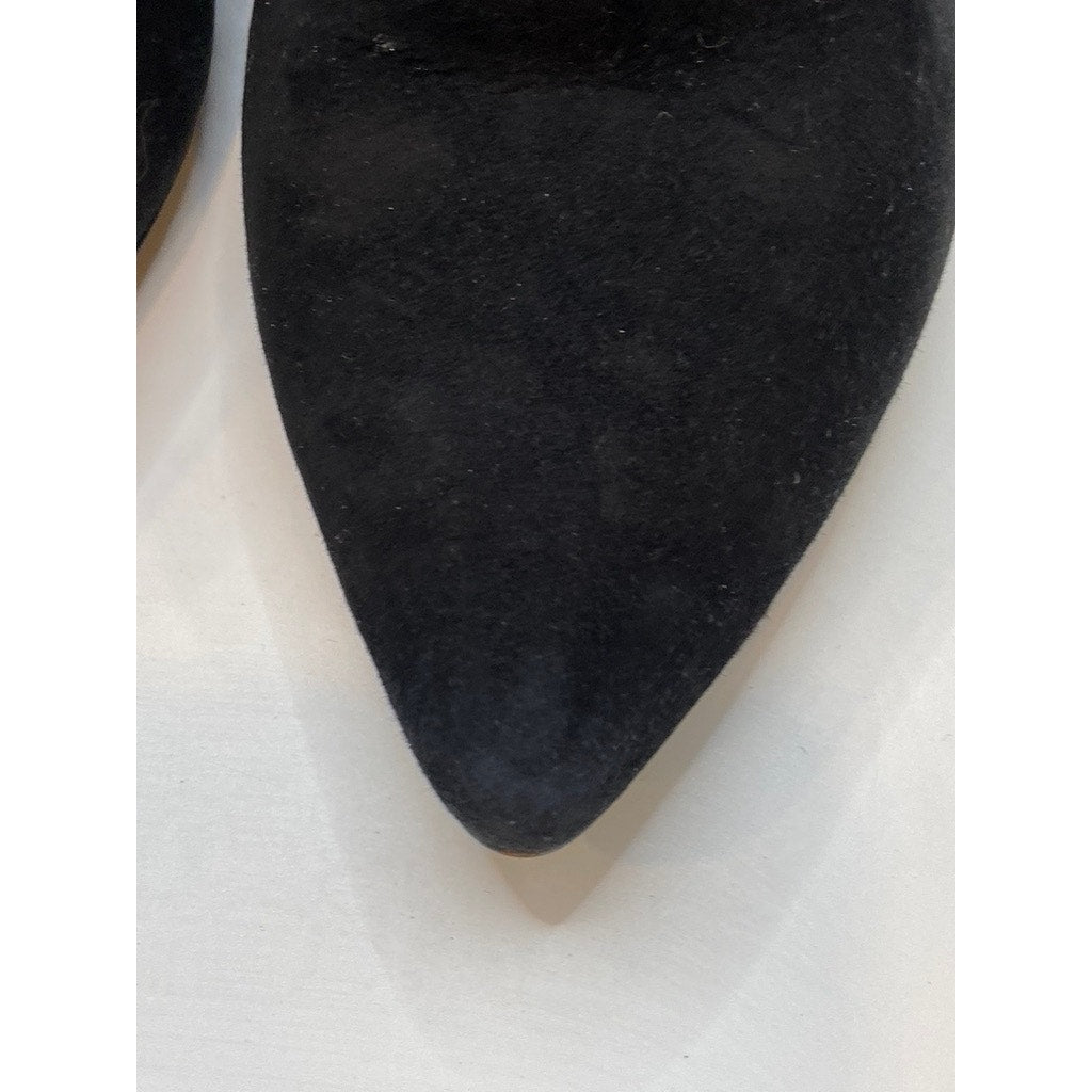 COLE HAAN Women's Black Suede Pointed-Toe Wedge Ankle Bootie SZ 8.5