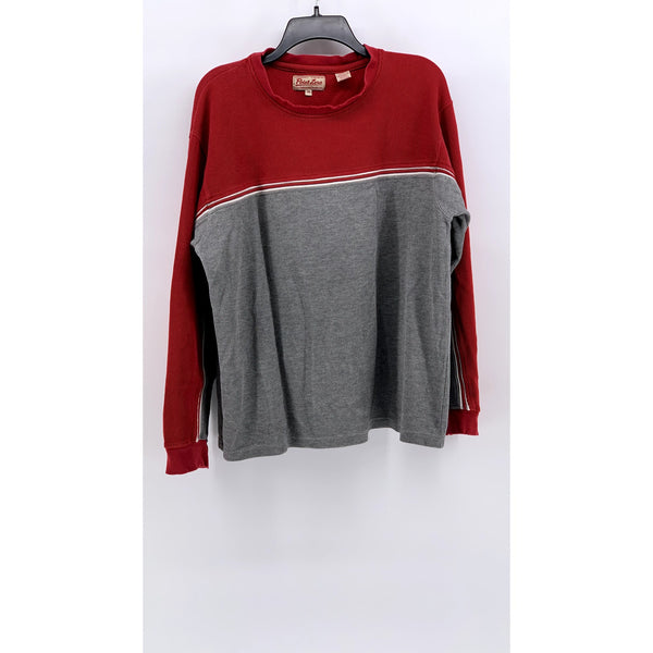 POINT ZERO Men's Red-Gray Vintage Crewneck Knit Color Block Sweatshirt SZ M