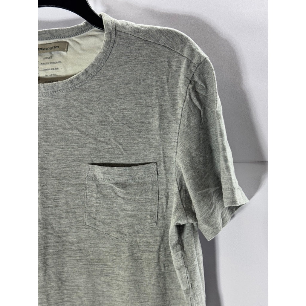 SERIES: EPIGRAM Men's Gray Solid Crewneck Chest Pocket Short Sleeve T-Shirt SZ S