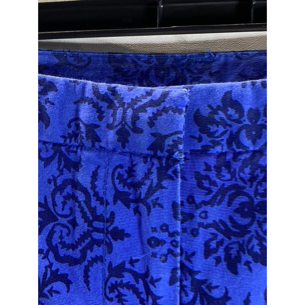 CYNTHIA ROWLEY Women's Royal Blue/Black Damask Print Chino Shorts SZ 2
