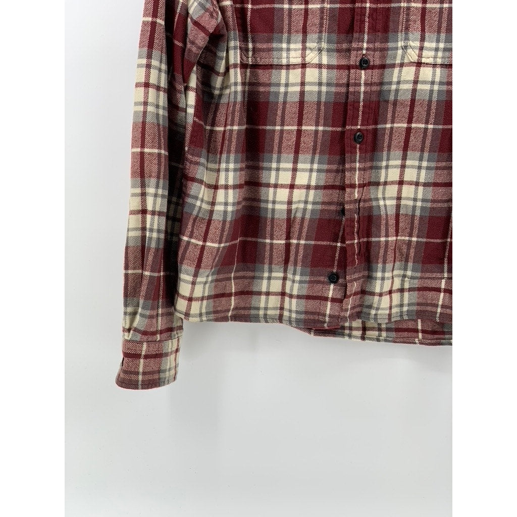 AMERICAN EAGLE Men's Red-White Plaid Button-Up Long Sleeve Flannel Shirt SZ M
