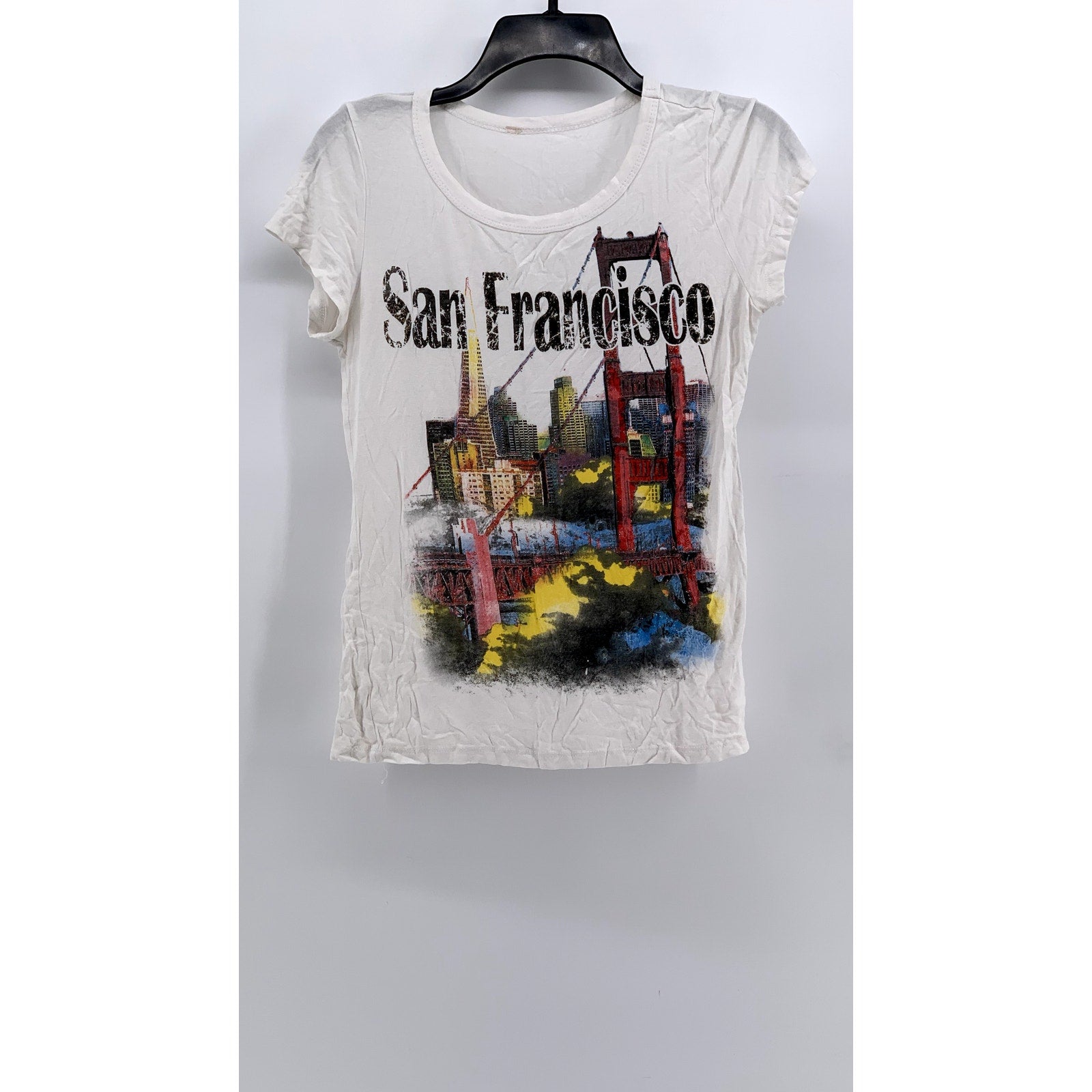 UNBRANDED Women's White San Francisco Graphic Short Sleeve Top SZ S