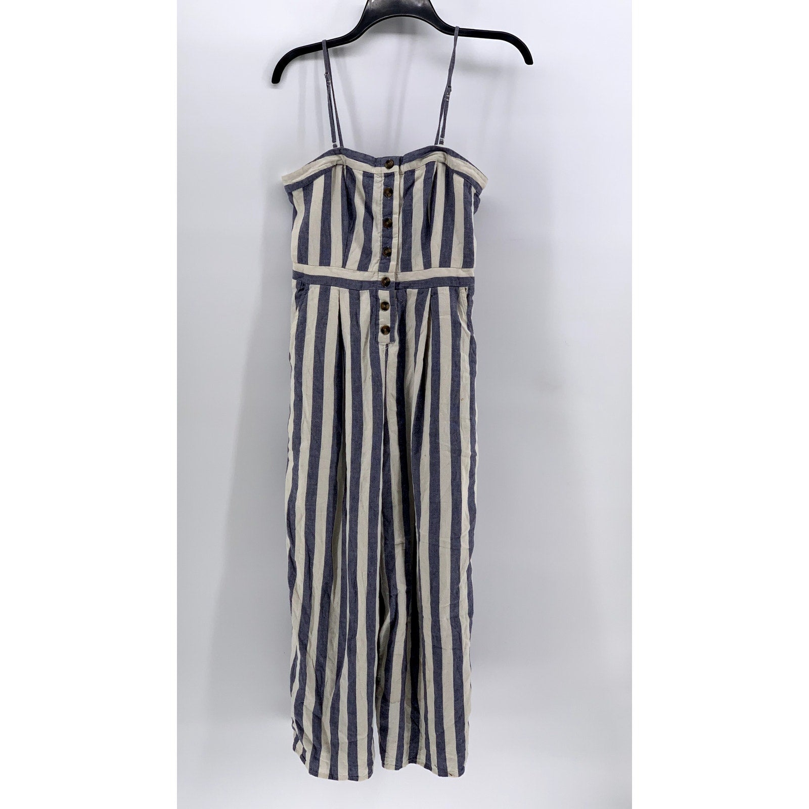 AMERICAN EAGLE Women's White-Blue Striped One-Piece Jumpsuit SZ S
