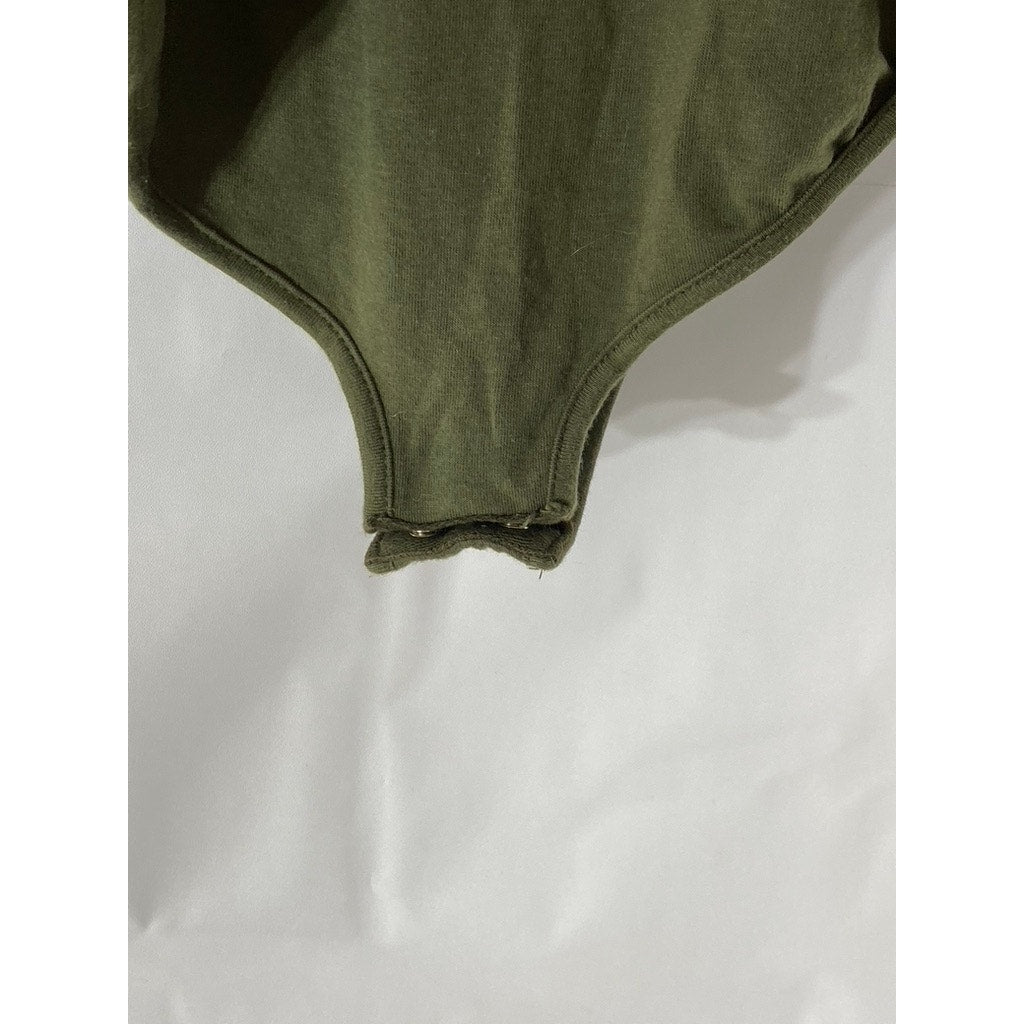 OUT FROM UNDER Women's Olive Green V-Neck Adjustable Strap Bodysuit SZ L