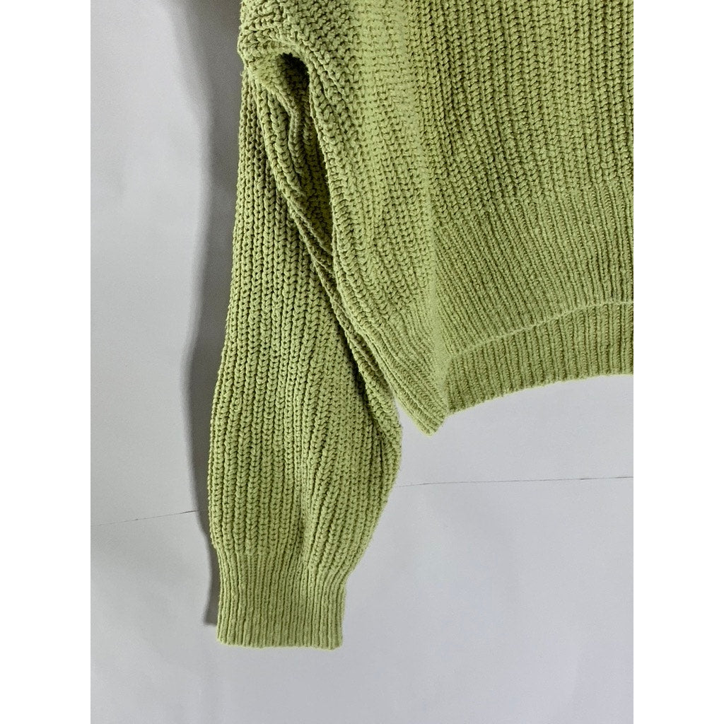 MADEWELL Women's Green Textural-Knit Crewneck Long Sleeve Sweater SZ M