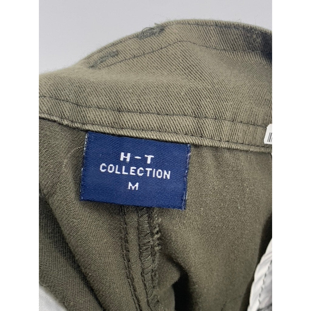 H-T COLLECTION Men's Olive Green Regular-Fit Straight-Leg Cargo Pants SZ M